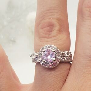 NEW Cubic Zirconia Elevated ROUND Ring 7 Sterling Silver Plated